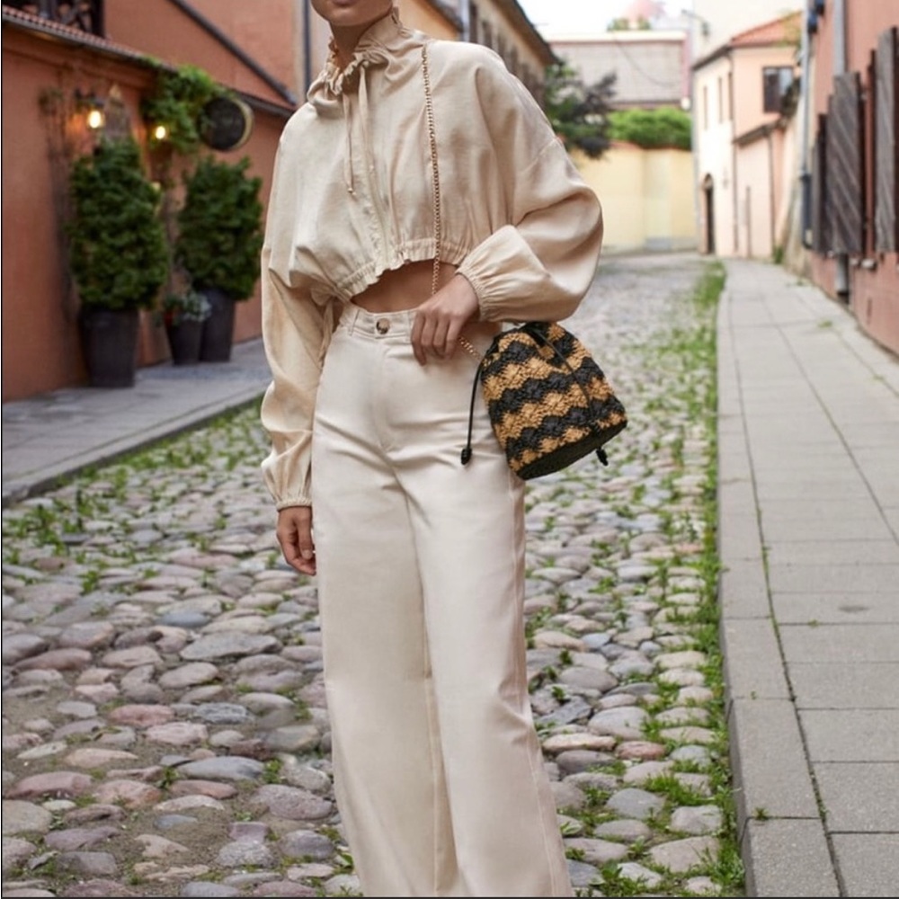 ZARA COMBINATION WOVEN BUCKET BAG